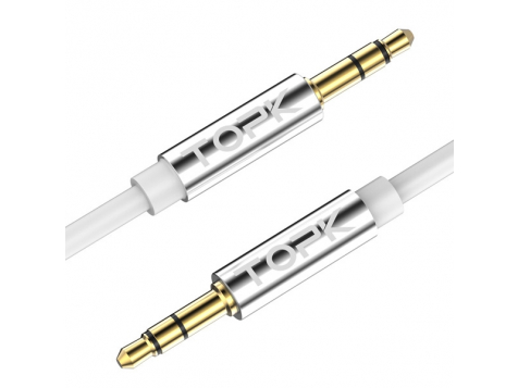 AUX кабель TOPK 3.5 jack 100см. (Белый) фото 1