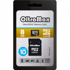 Карта памяти OltraMax microSDHC Class 10 8Gb (с адаптером SD)