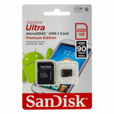 Карта памяти SanDisk Ultra Premium Edition microSDXC UHS-I Class 10 90MB/s 200Gb (c адаптером SD)