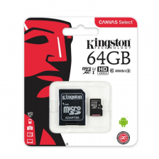 Карта памяти Kingston MicroSD Class 10 80MB/s 64Gb (с адаптером SD)