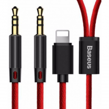Кабель Baseus L33 Lightning+3.5мм.-3.5мм. AUX аудио 1.2м. (Красный)