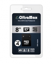 Карта памяти MicroSDHC Oltramax Class 4 8Gb (с адаптером SD)