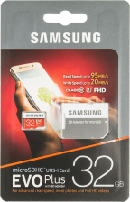 Карта памяти Samsung Evo Plus microSDHC UHS-I Class 10 95MB/s 32Gb (c адаптером SD)